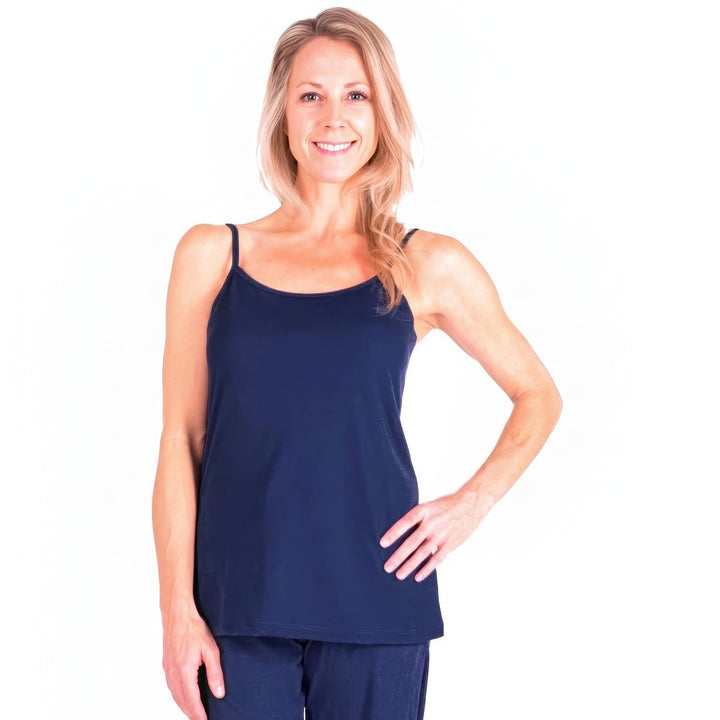 Navy Cool-jams DayBasics Cami Top with Shelf Bra for women, gentle against the skin