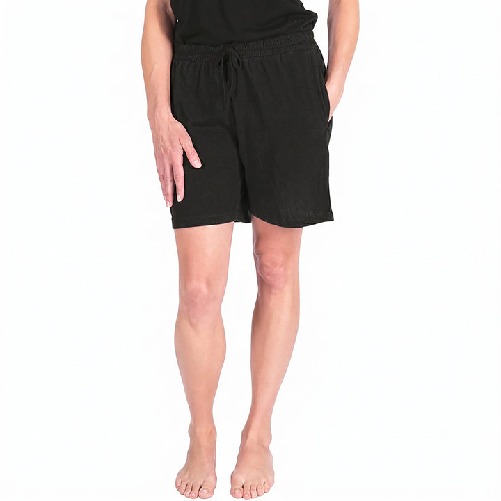 Black Cool-jams DayBasics Drawstring Shorts for women, soft everyday sleepwear