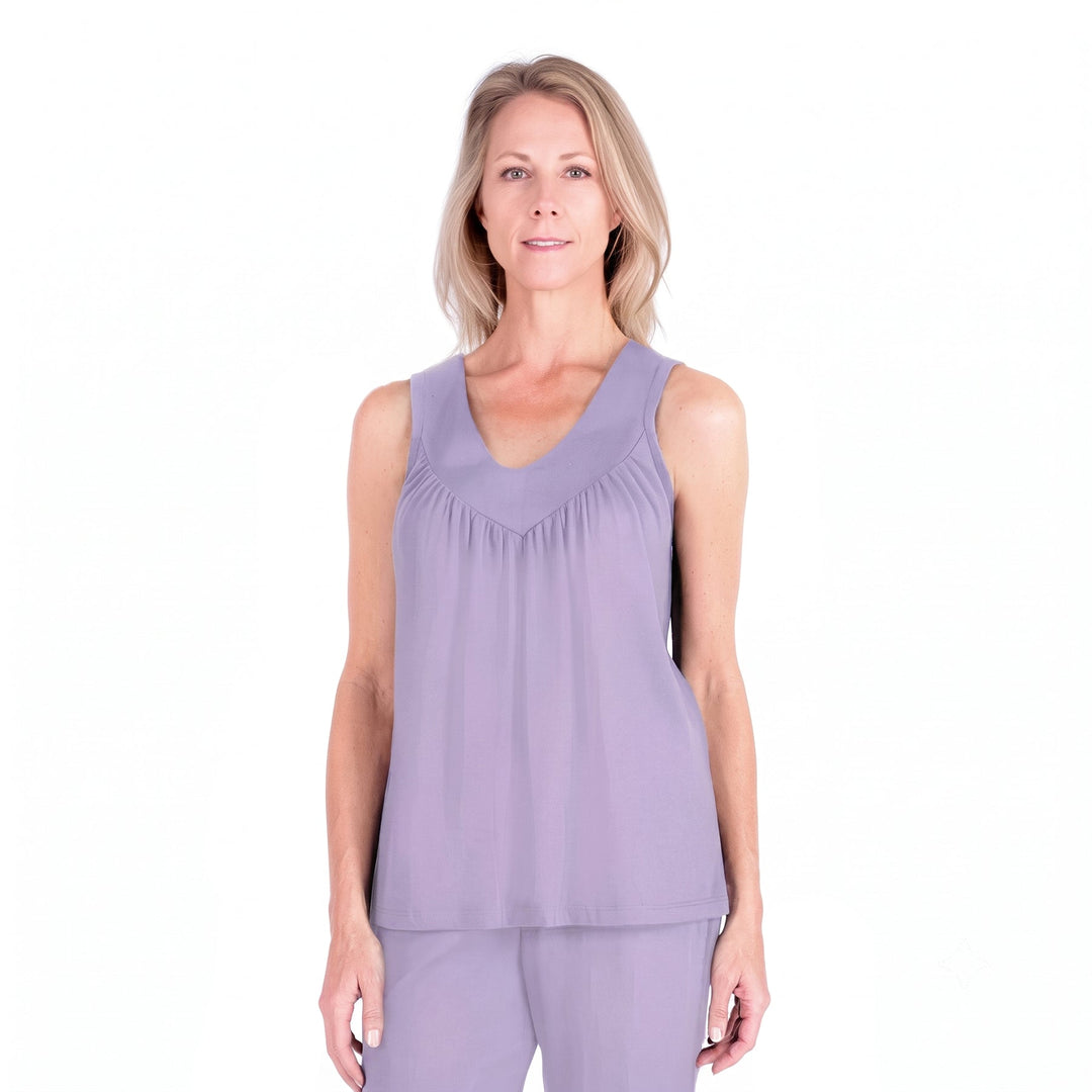 Violet Cool-jams DayBasics Gathered Tank Top for women, easy everyday sleepwear