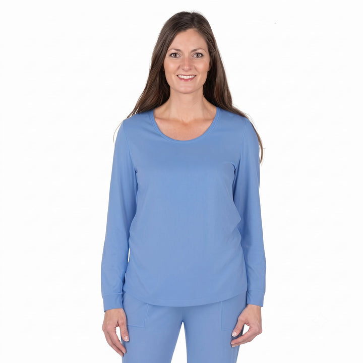 Sky Blue Cool-jams DayBasics Long Sleeve Cuff Top for women, soft, breathable sleepwear for women