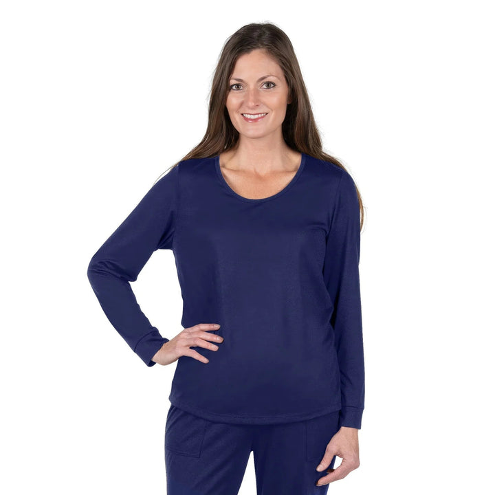 Navy Cool-jams DayBasics Long Sleeve Cuff Top for women, soft everyday comfort