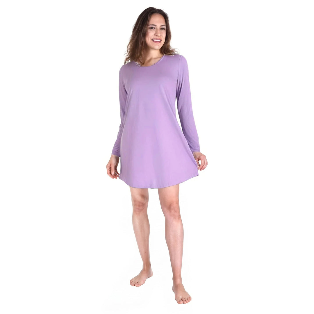 Violet Cool-jams DayBasics Long Sleeve Scoop Neck Nightshirt for women, gentle against the skin