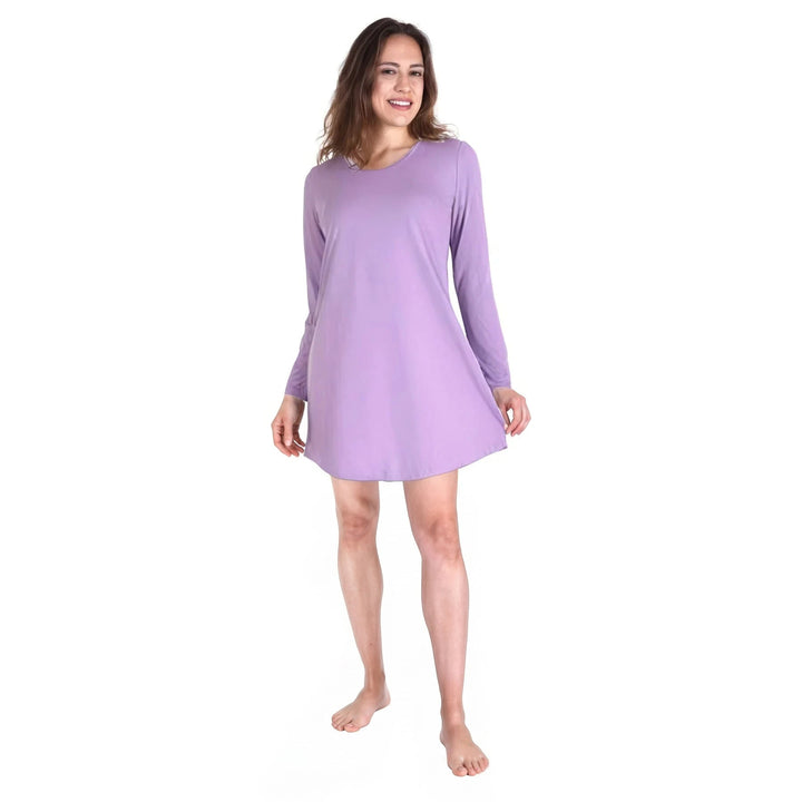 Violet Cool-jams DayBasics Long Sleeve Scoop Neck Nightshirt for women, gentle against the skin