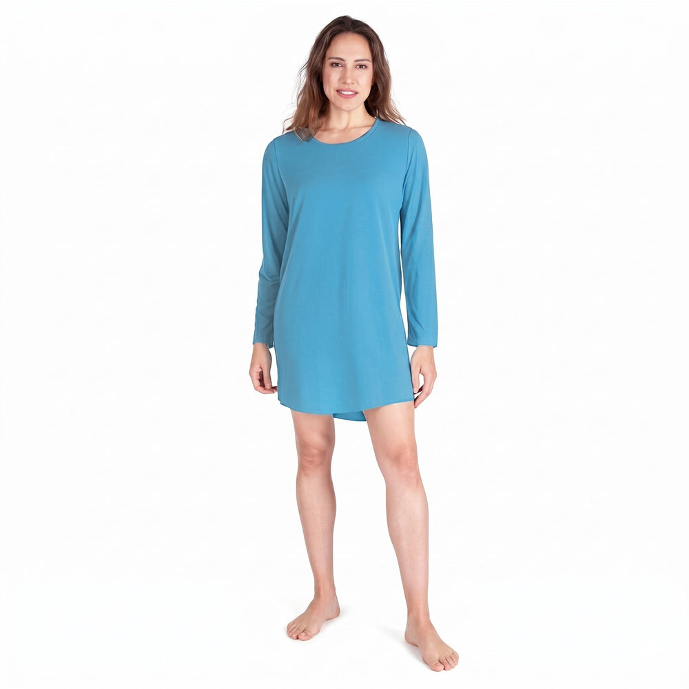 Island Cool-jams DayBasics Long Sleeve Scoop Neck Nightshirt for women, lightweight DayBasics fabric
