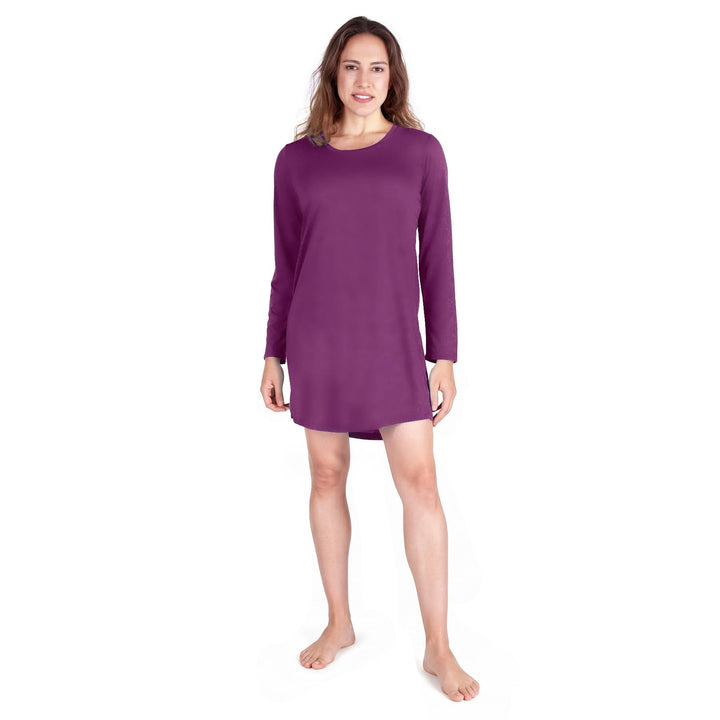 Merlot Cool-jams DayBasics Long Sleeve Scoop Neck Nightshirt for women, lightweight DayBasics fabric