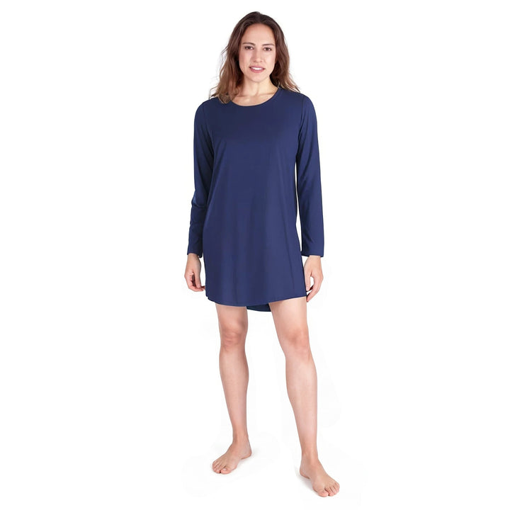 Navy Cool-jams DayBasics Long Sleeve Scoop Neck Nightshirt for women, gentle against the skin