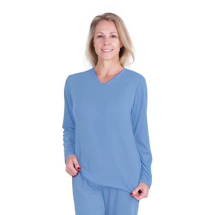 Sky Blue Cool-jams DayBasics Long Sleeve T-Shirt Top for women, versatile lounge and sleepwear
