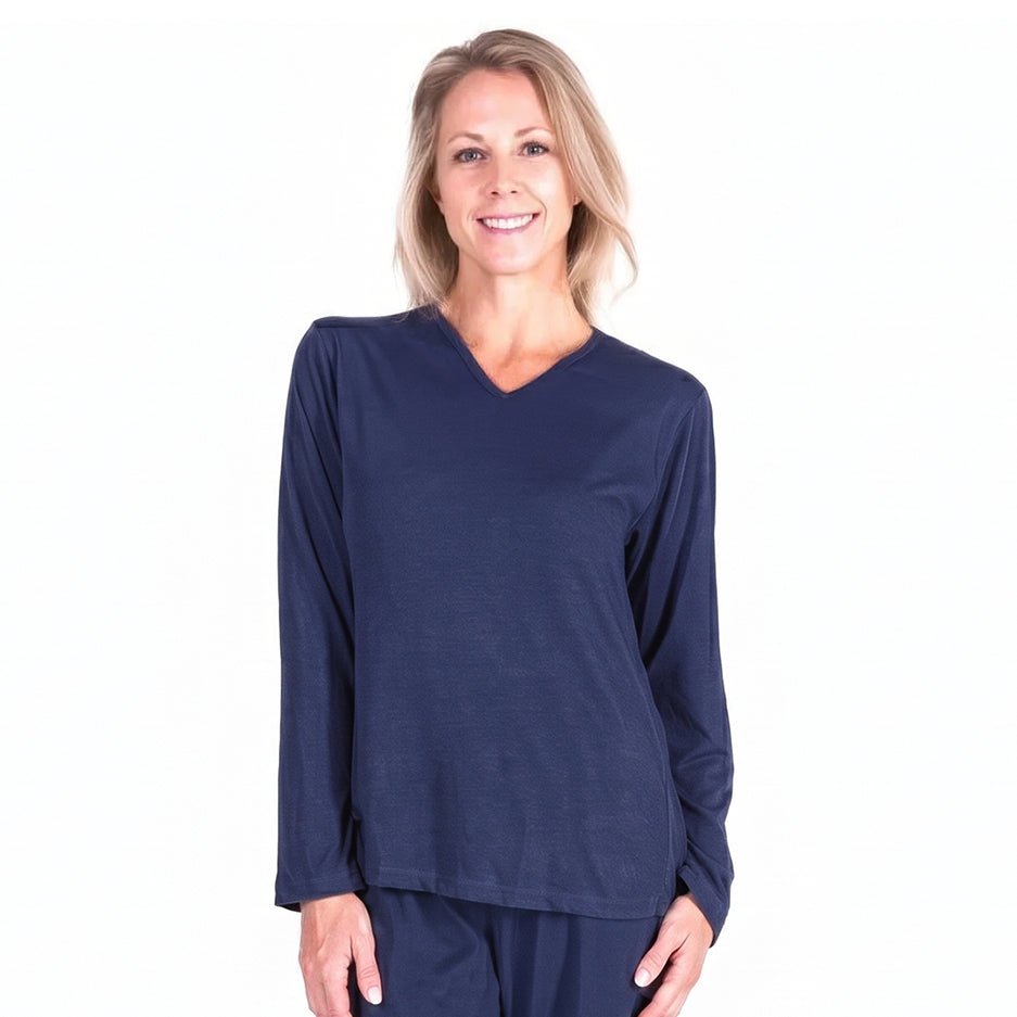 Navy Cool-jams DayBasics Long Sleeve T-Shirt Top for women, versatile lounge and sleepwear