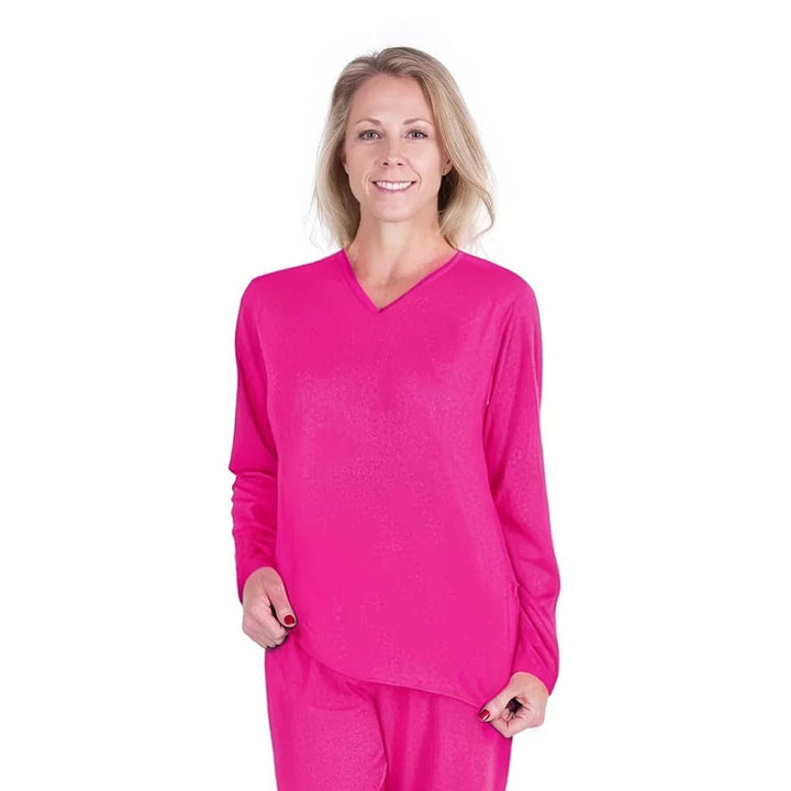 Raspberry Cool-jams DayBasics Long Sleeve T-Shirt Top for women, comfortable everyday sleepwear