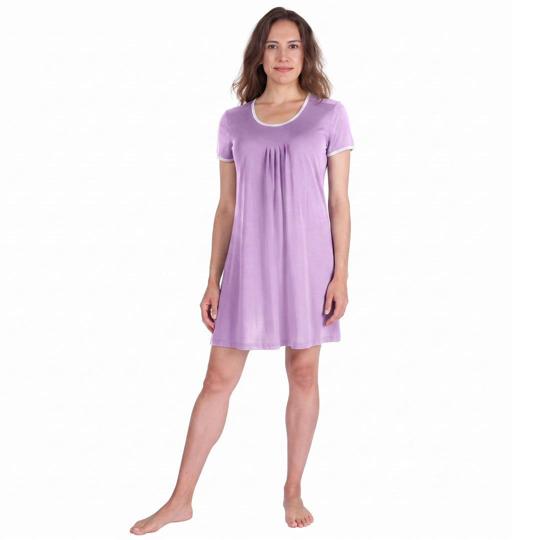Violet Cool-jams DayBasics Pleated Front Short Sleeve Nightie for women, gentle against the skin