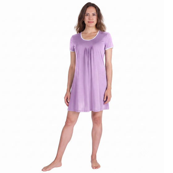 Pleated Front Short Sleeve Nightie