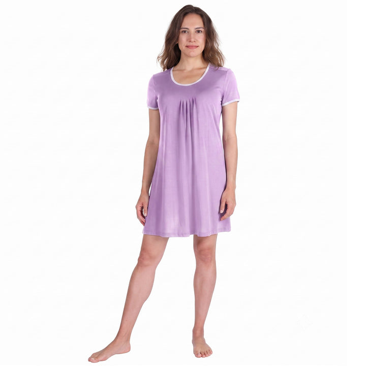 Violet Cool-jams DayBasics Pleated Front Short Sleeve Nightie for women, gentle against the skin