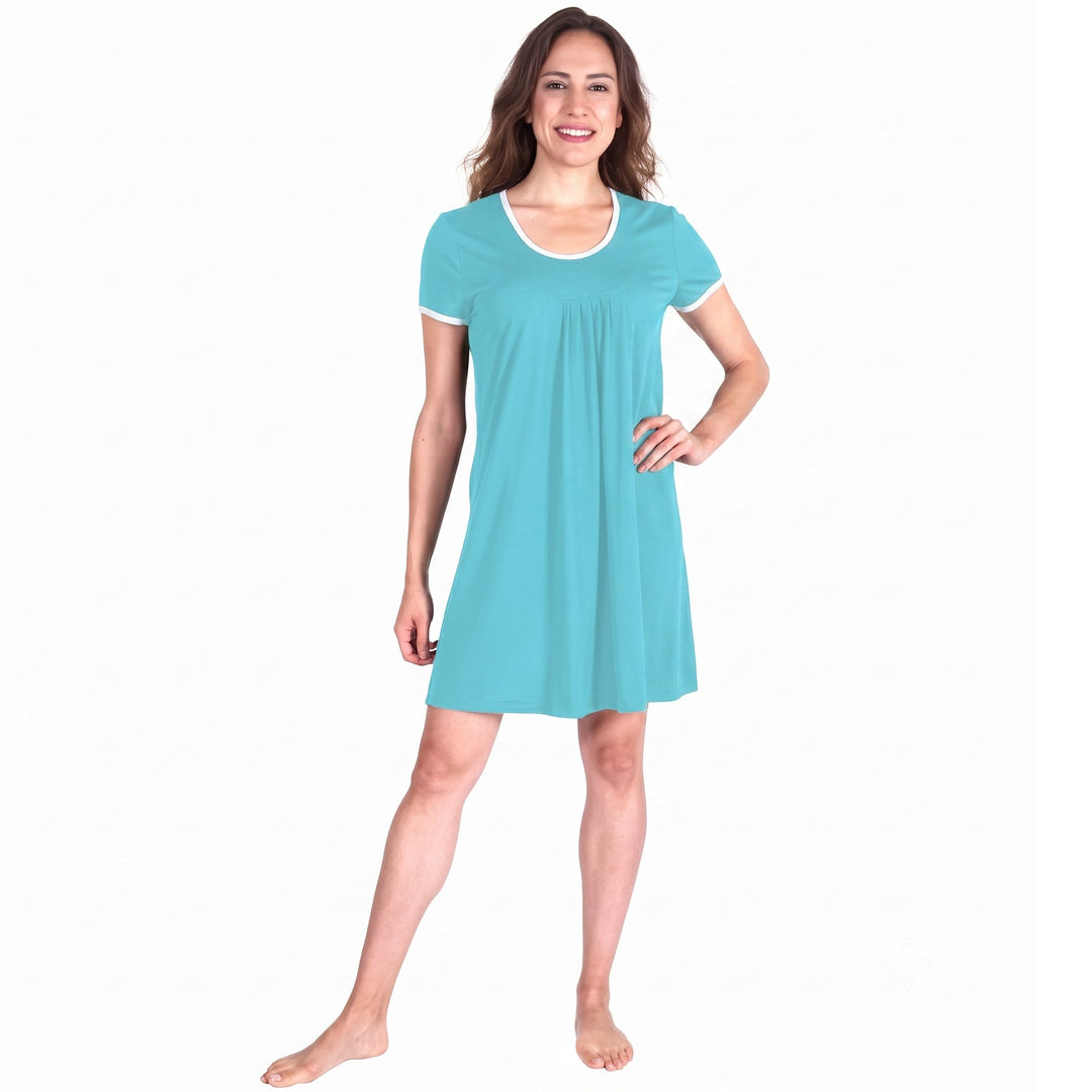 Island Cool-jams DayBasics Pleated Front Short Sleeve Nightie for women, gentle against the skin