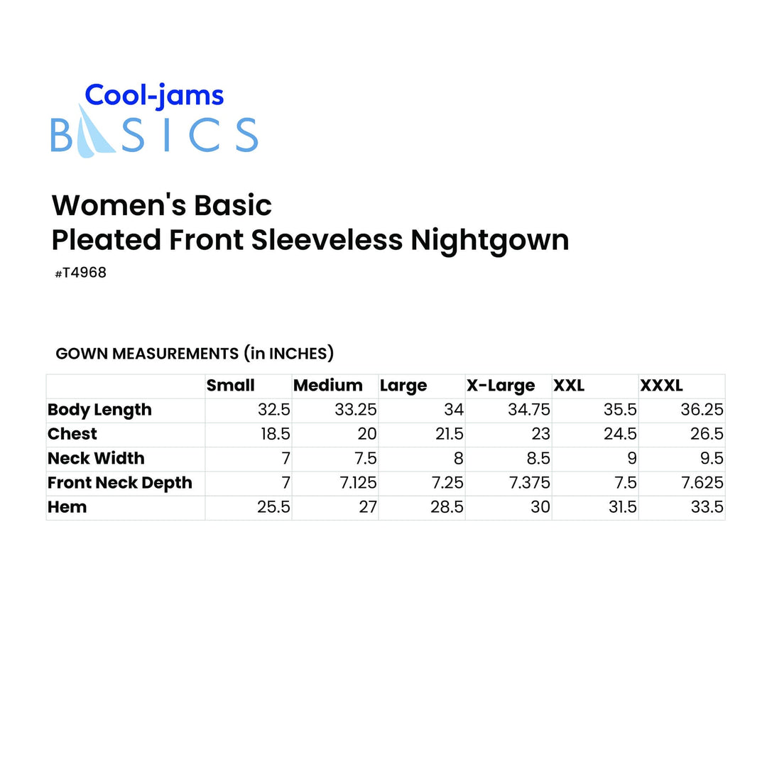 Cool-jams DayBasics Pleated Front Sleeveless Nightgown for women, easy everyday sleepwear