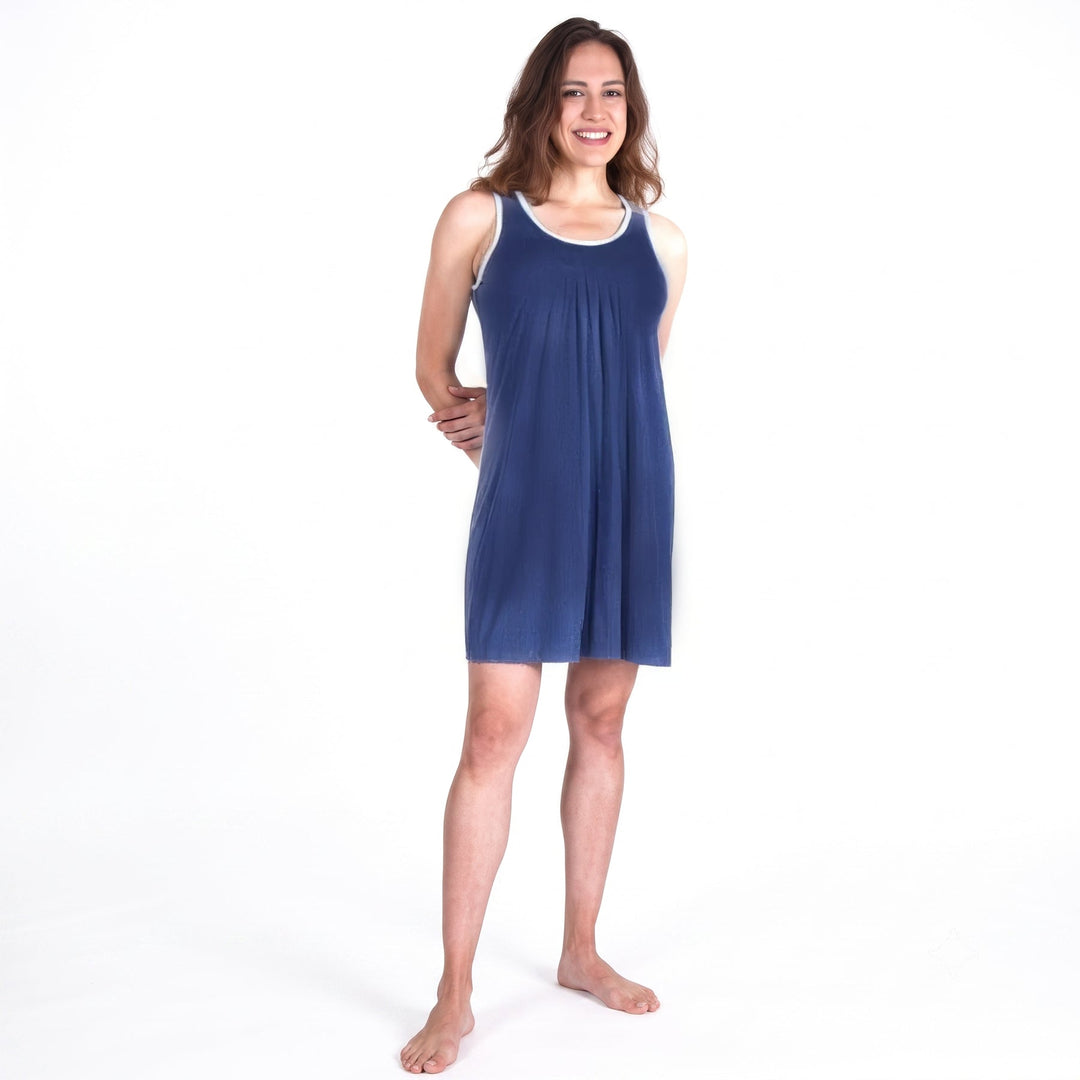 Navy Cool-jams DayBasics Pleated Front Sleeveless Nightgown for women, comfortable everyday sleepwear