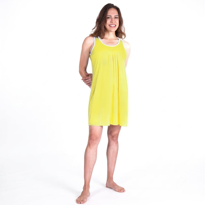 Lemon Cool-jams DayBasics Pleated Front Sleeveless Nightgown for women, easy everyday sleepwear