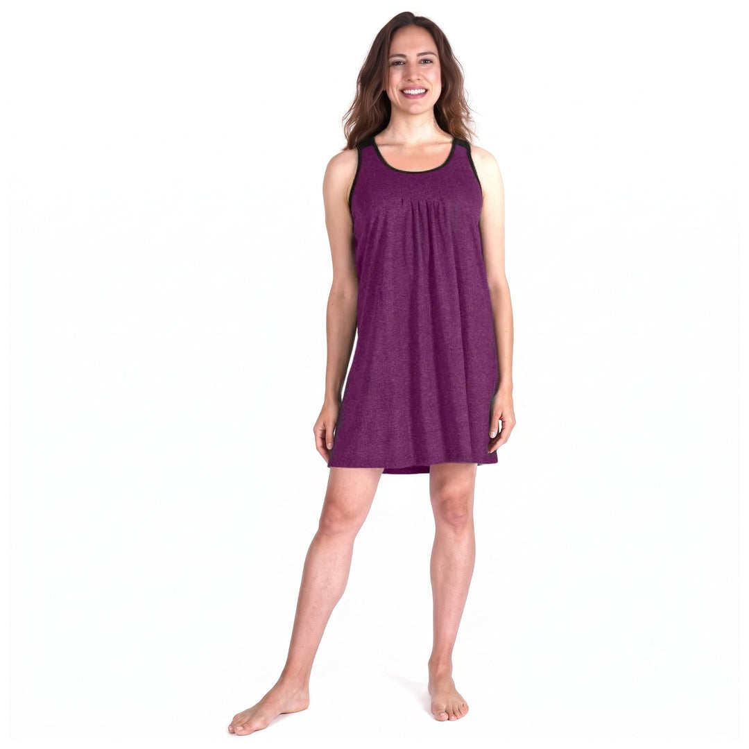 Merlot Cool-jams DayBasics Pleated Front Sleeveless Nightgown for women, versatile lounge and sleepwear