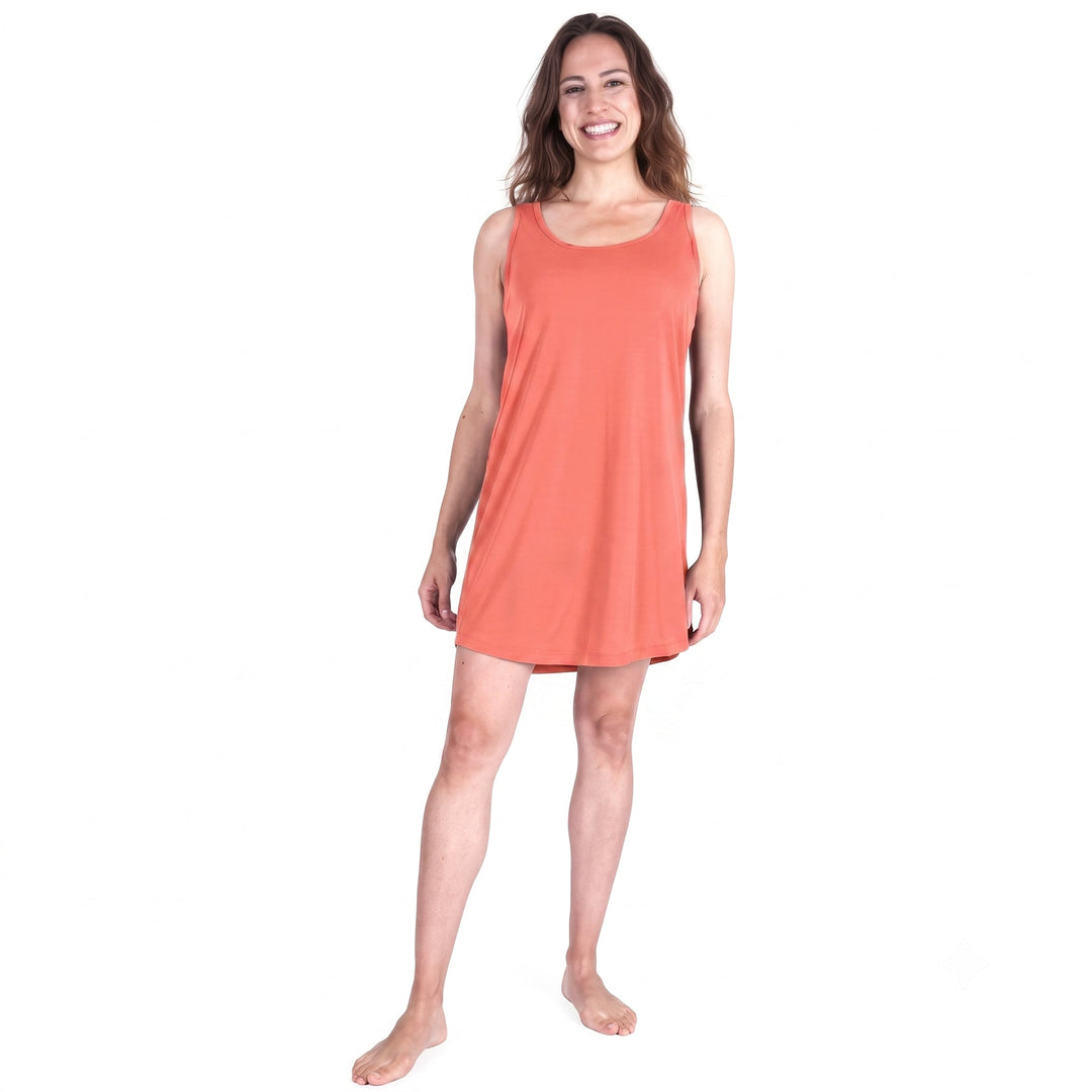 Coral Cool-jams DayBasics Scoop Neck Short Tank Nightgown/Coverup for women, easy everyday sleepwear