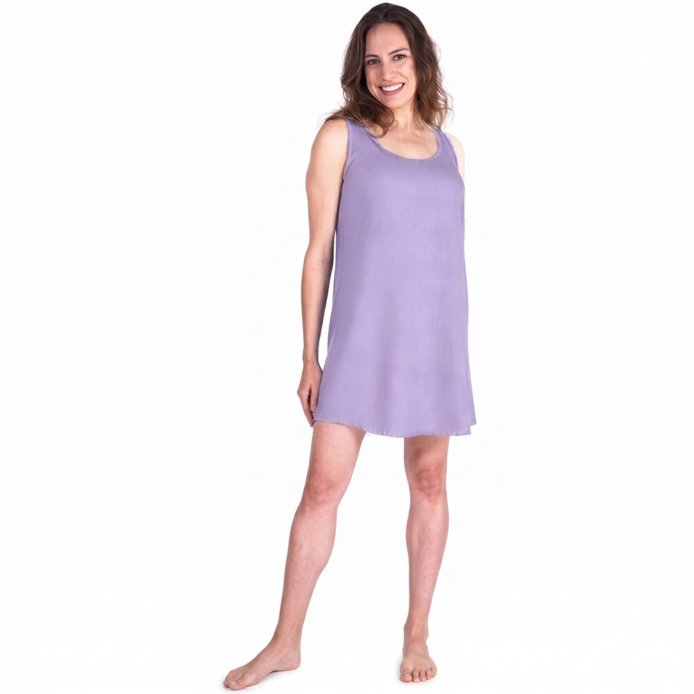 Violet Cool-jams DayBasics Scoop Neck Short Tank Nightgown/Coverup for women, breathable everyday fabric