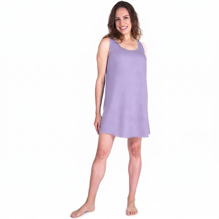 Violet Cool-jams DayBasics Scoop Neck Short Tank Nightgown/Coverup for women, breathable everyday fabric
