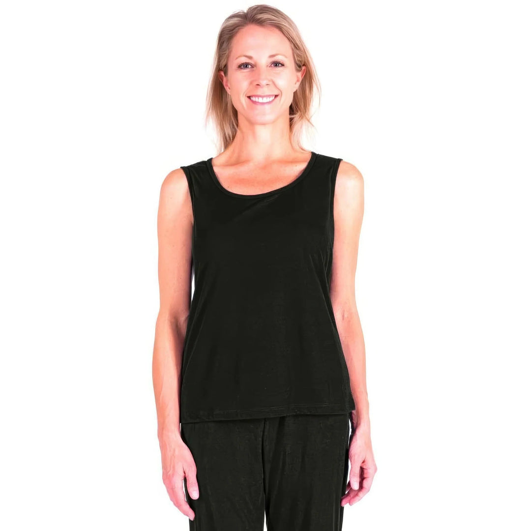 Black Cool-jams DayBasics Tank Top for women, comfortable everyday sleepwear