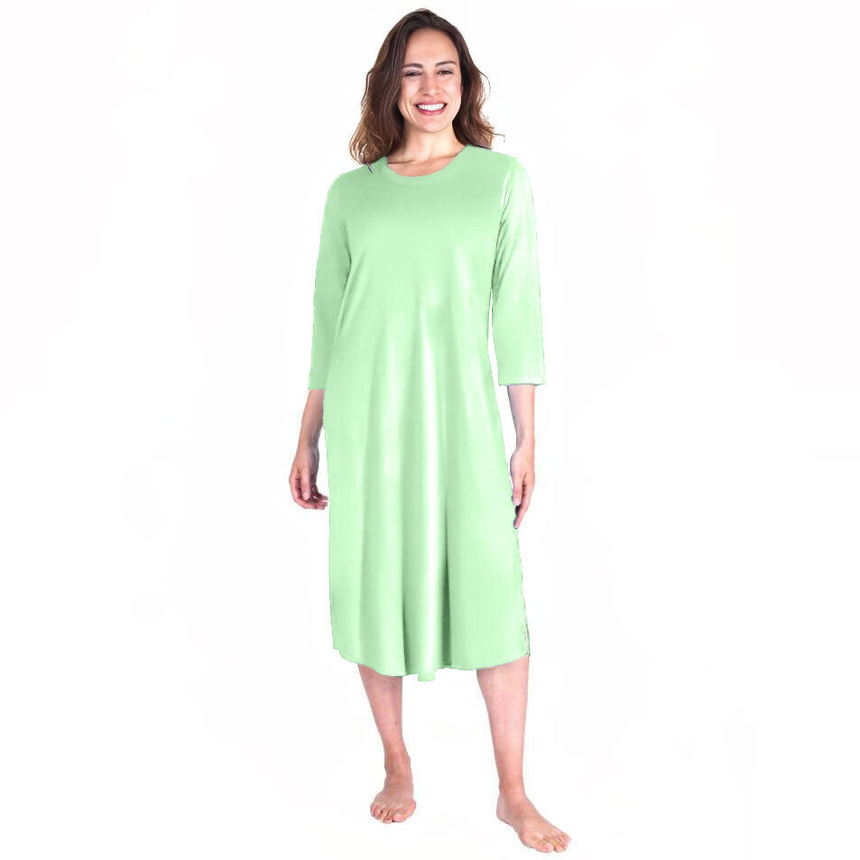 Women's Moisture Wicking Long Scoop Neck Nightgown with 3/4 Sleeves