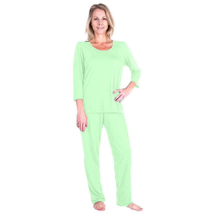Women's Moisture Wicking Scoop Neck Pajama Set - 3/4 Sleeves