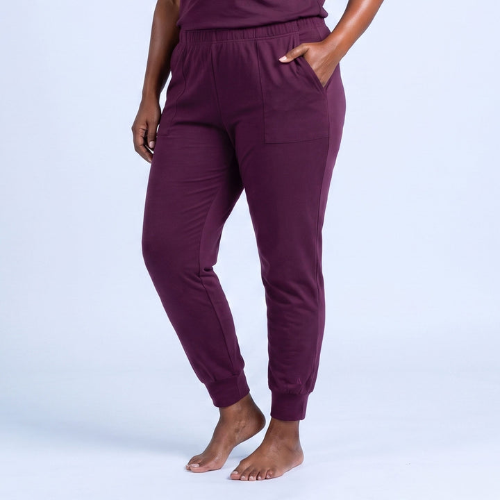Merlot Cool-jams NightCool Elastic Waist Cuff Jogger Pants for women, for women who sleep hot
