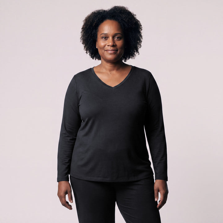 Black Cool-jams NightCool Long Sleeve T-Shirt for women, for women who sleep hot