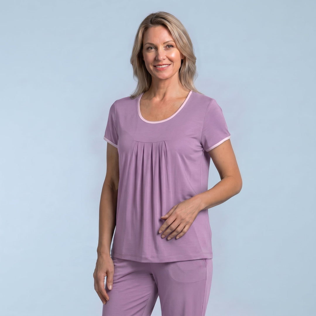 Violet Cool-jams NightCool Pleated T-Shirt for women, cooling sleepwear for women