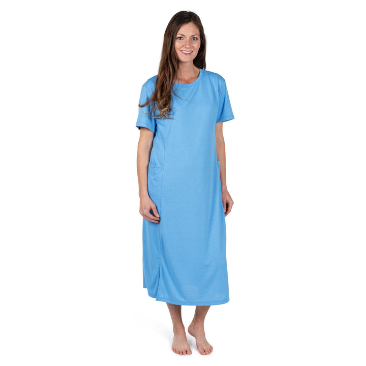 WOMEN'S MOISTURE WICKING LONG PANEL NIGHTSHIRT WITH POCKETS - Cool-jams