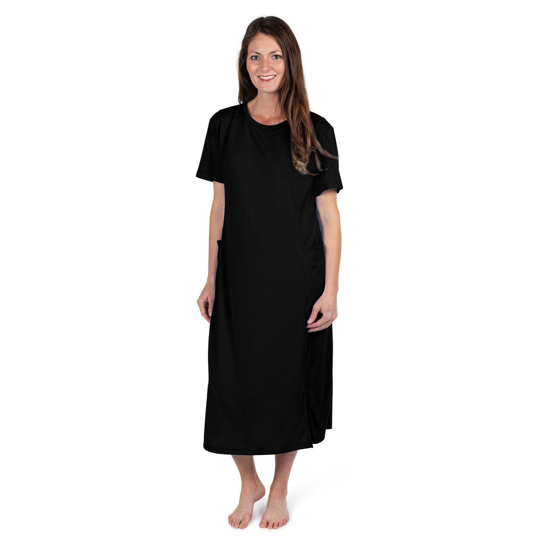 WOMEN'S MOISTURE WICKING LONG PANEL NIGHTSHIRT WITH POCKETS - Cool-jams