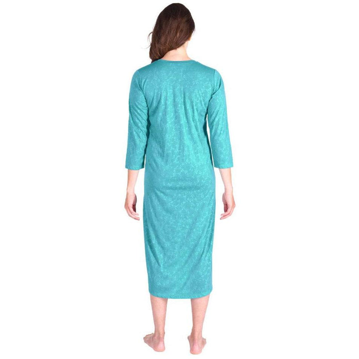 WOMEN'S MOISTURE WICKING LONG SCOOP NECK NIGHTGOWN WITH 3/4 SLEEVES - Cool-jams