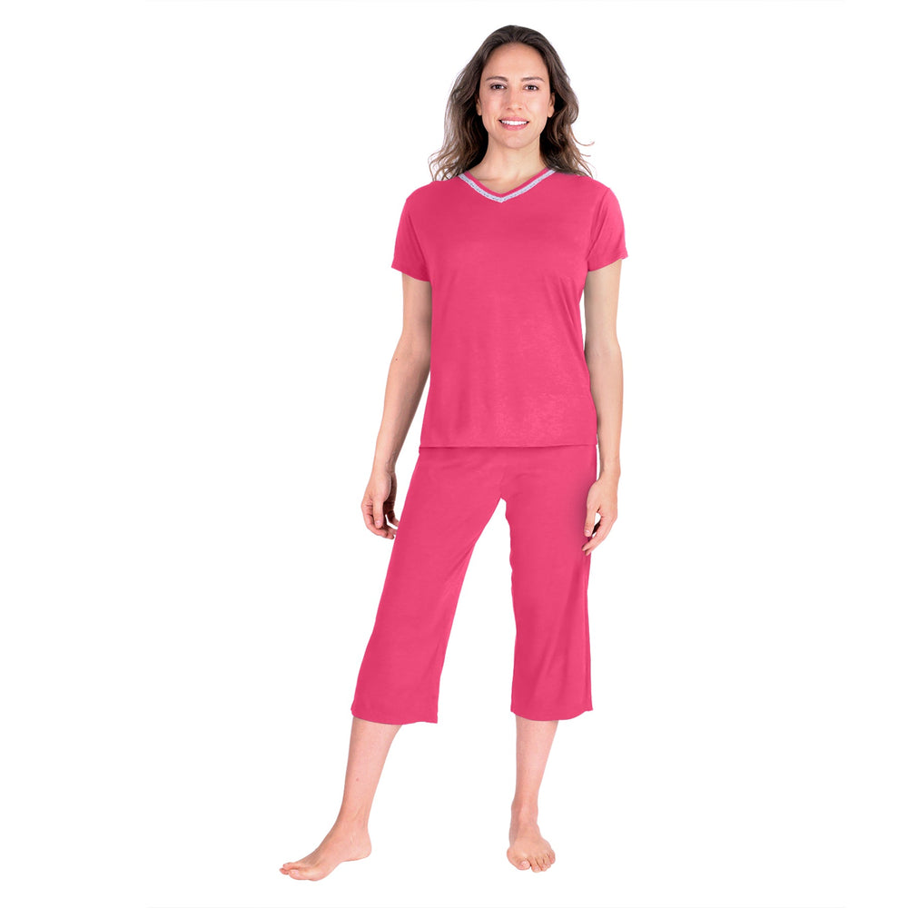Happy Daze Pink Short Sleeve Bamboo Kids Pajama Pants Set
