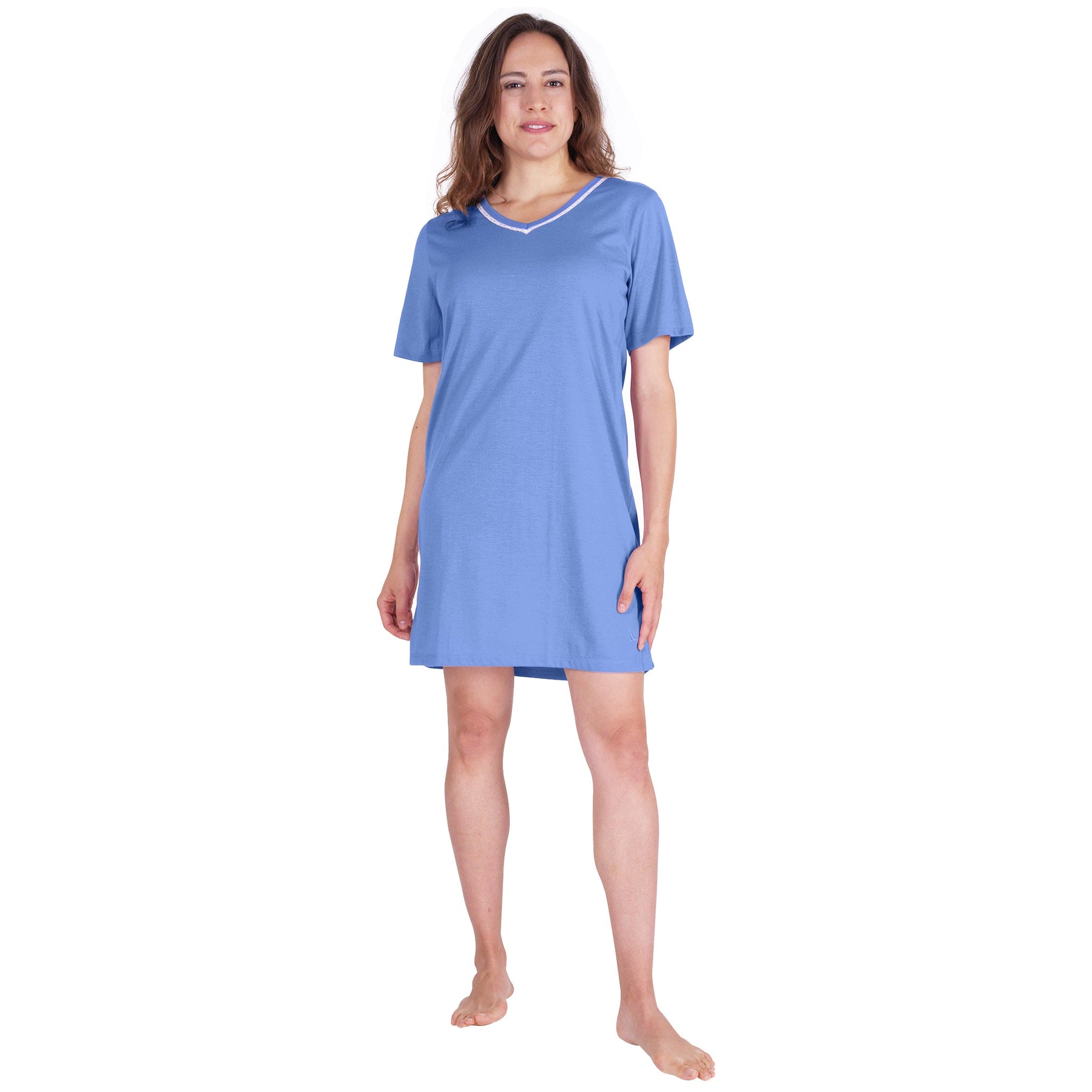 Buy juliet Women's Premium Cotton Printed Round Neck Half Sleeves Nighty  Relaxed Fit Night Gown SCH440504 Blue L at